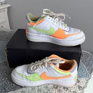 Nike White and Peach AF1 Shadow